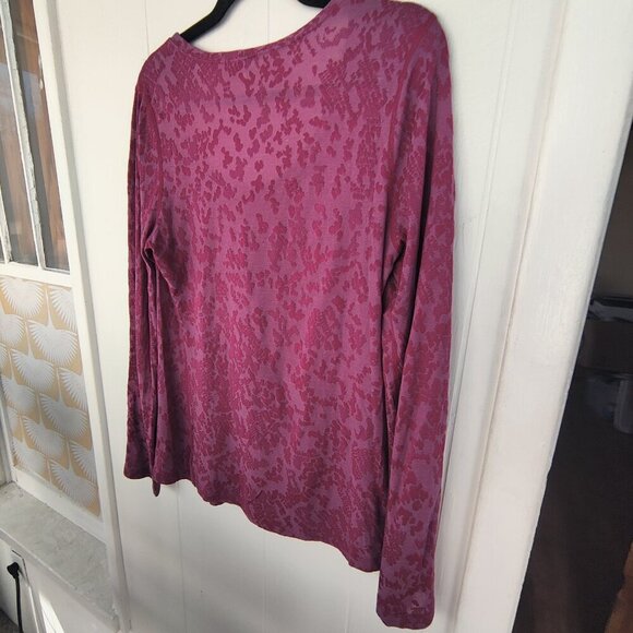 Three Dots textured scoop neck long sleeved top. Pink and Magenta Perfect, Comfy - Picture 4 of 5